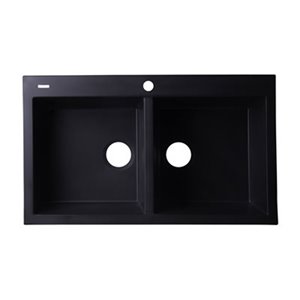 ALFI brand 34-in Black Undermount Double Bowl Kitchen Sink