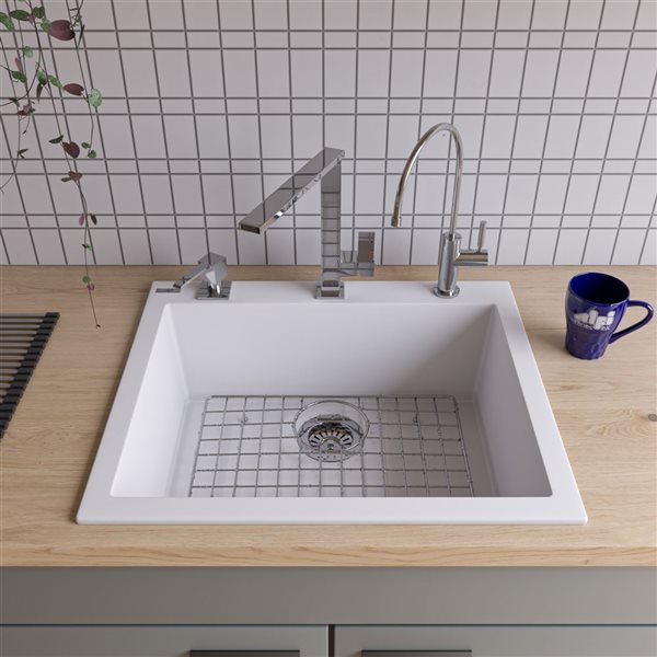 ALFI brand 24-in White Drop-In Single Bowl Kitchen Sink