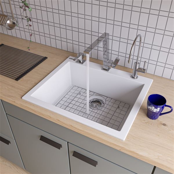 ALFI Brand 24 In White Drop In Single Bowl Kitchen Sink AB2420DI W RONA   330052032 MainImage 001 L 