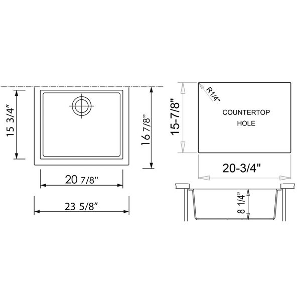 ALFI brand 24-in Black Undermount Single Bowl Kitchen