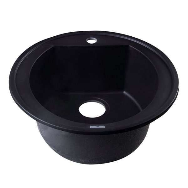 ALFI brand 20-in Black Drop-In Round Granite Composite Kitchen Sink