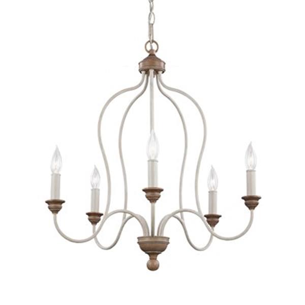 Generation Lighting Hartsville Chalk Washed/Beachwood 5-Light Chandelier