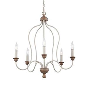 Generation Lighting Hartsville Chalk Washed/Beachwood 5-Light Chandelier