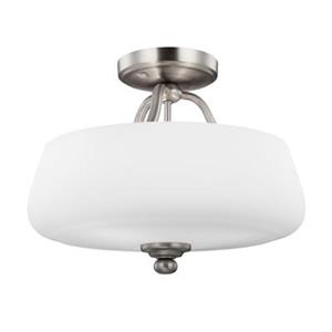 Feiss Vintner 11.62-in x 14.25-in Satin Nickel 3-Light Semi-Flush Ceiling Light