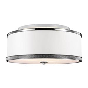 Feiss Pave 9.62-in x 20-in Polished Nickel 3-Light Semi-Flush Mount Ceiling Light.