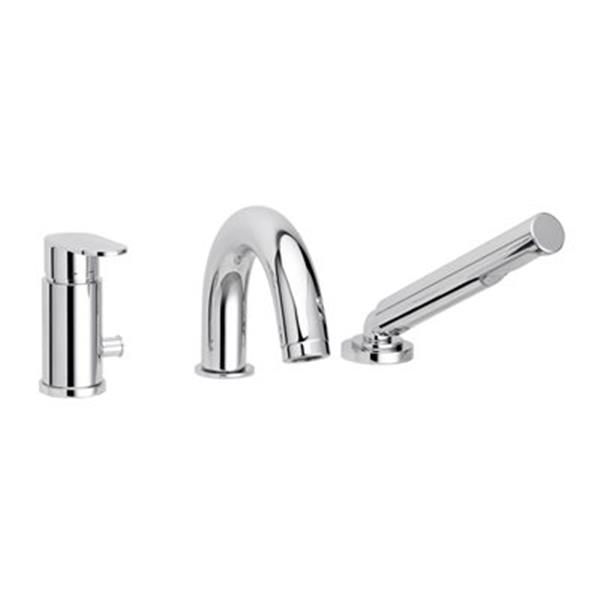 WS Bath Collections Candy Polished Chrome Three-Hole Bath Mixer with Diverter