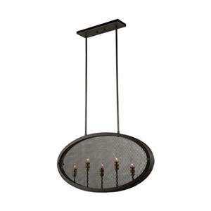 Artcraft Lighting Riverside Collection 3.5-in x 15.75-in Granite Black/Vintage Brass Cage 5-Light Pendant Light