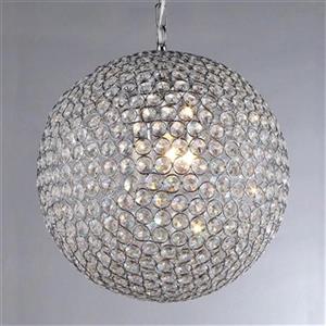 Warehouse of Tiffany 16-in x 23-in Chrome Ginny Crystal Globe 4-Light Pendant Light