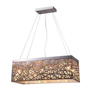 Warehouse of Tiffany 10-in x 26-in Chrome Layla Rectangular 8-Light Pendant Light