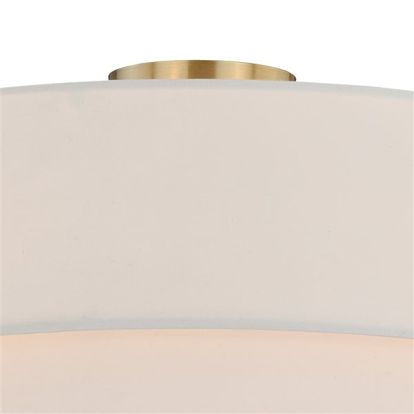 Cascadia Burnaby 4-Light Brass Mid-Century Modern Drum Flush Ceiling Light