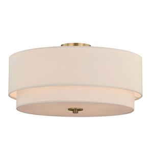 Cascadia Burnaby 4-Light Brass Mid-Century Modern Drum Flush Ceiling Light