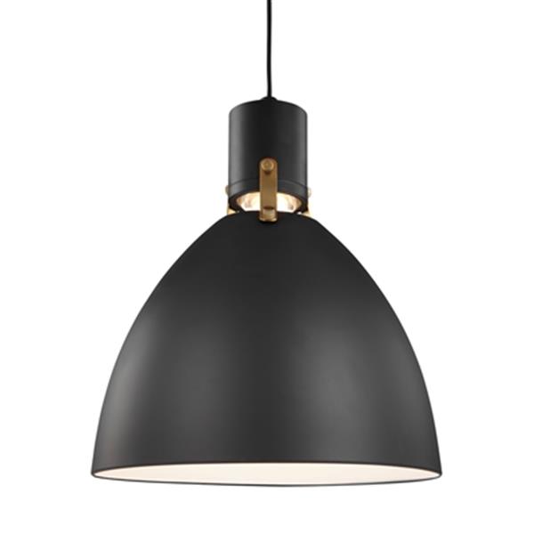 Generation Lighting Brynne Collection 14-in x 17-in Matte Black Bell LED Pendant Light