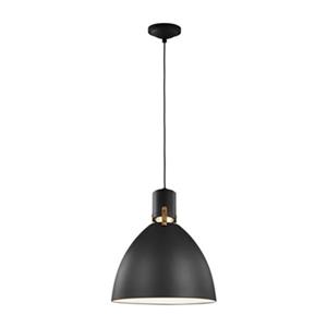 Generation Lighting Brynne Collection 14-in x 17-in Matte Black Bell LED Pendant Light