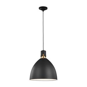 Feiss Brynne Collection 16.5-in x 19-in Matte Black Bell LED Pendant Light