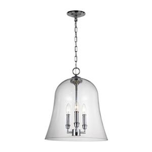 Feiss Lawler Collection 14.75-in x 19-in Chrome Bell 3-Light Pendant Light