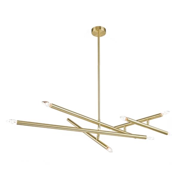 Design Living 63-in x 8.6-in Brass 10-Light Rod Stick Pendant Light SH03C