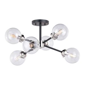 Cascadia Orbit 6-Light Nickel Industrial Sputnik Semi Flush Ceiling Light