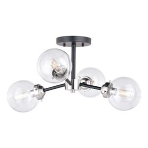 Cascadia Orbit 4-Light Nickel Industrial Sputnik Semi Flush Ceiling Light