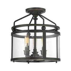 Quoizel Norfolk 12.87-in x 11.87-in Oil Rubbed Bronze 3-Light Semi-Flush Mount Light