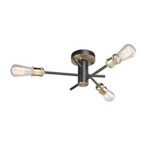 Artcraft Lighting Tribeca 6.5-in x 18.5-in Black And Brass 3-Light Semi-Flush Ceiling Light