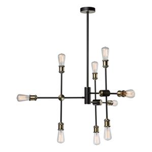 Artcraft Lighting Tribeca Matte Black/Satin Brass 9-Light Chandelier