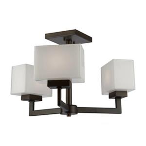 Steven & Chris by Artcraft Cube Light 11.5-in x 10-in Bronze 3-Light Semi-Flush Ceiling Light