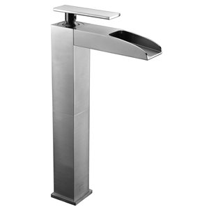 ALFI brand Brushed Nickel Single Hole Tall Waterfall Bathroom Faucet