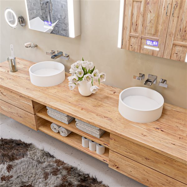 ALFI brand Brushed Nickel Widespread Wall Mounted Modern Waterfall Bathroom Faucet