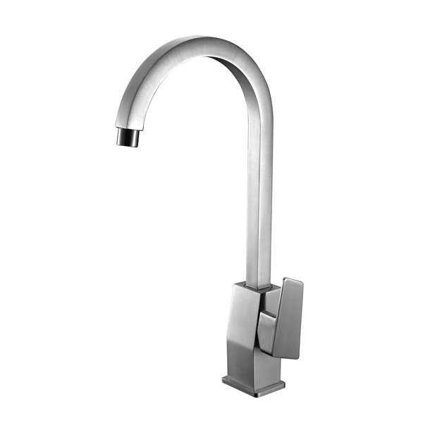 ALFI brand Gooseneck Brushed Nickel Single Hole Bathroom Faucet