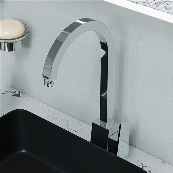 ALFI brand Gooseneck Polished Chrome Single Hole Bathroom Faucet