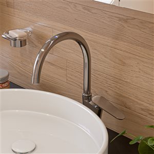ALFI Brand Gooseneck Brushed Nickel Single Hole Bathroom Faucet