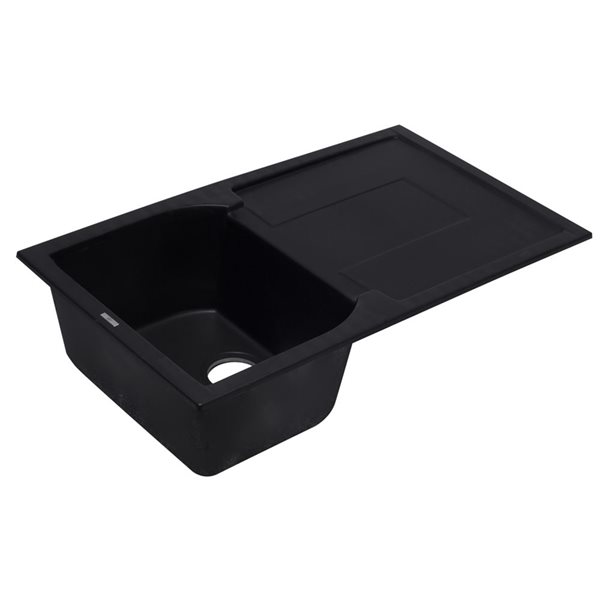 ALFI brand 33.88-in x 19.75-in Black Single Bowl Granite Composite Kitchen Sink