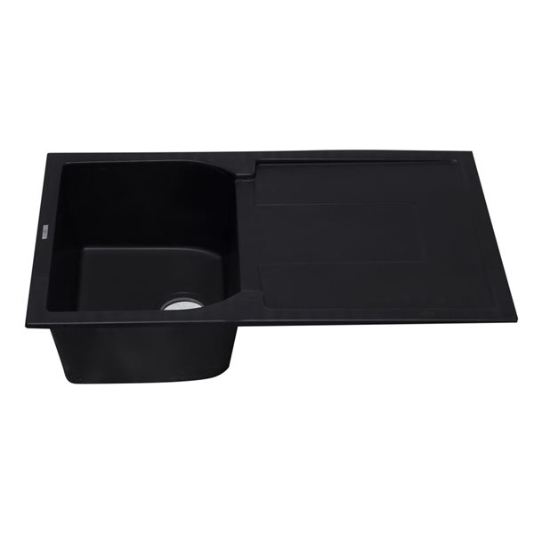 ALFI brand 33.88-in x 19.75-in Black Single Bowl Granite Composite Kitchen Sink