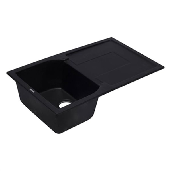 ALFI brand 33.88-in x 19.75-in Black Single Bowl Granite Composite Kitchen Sink