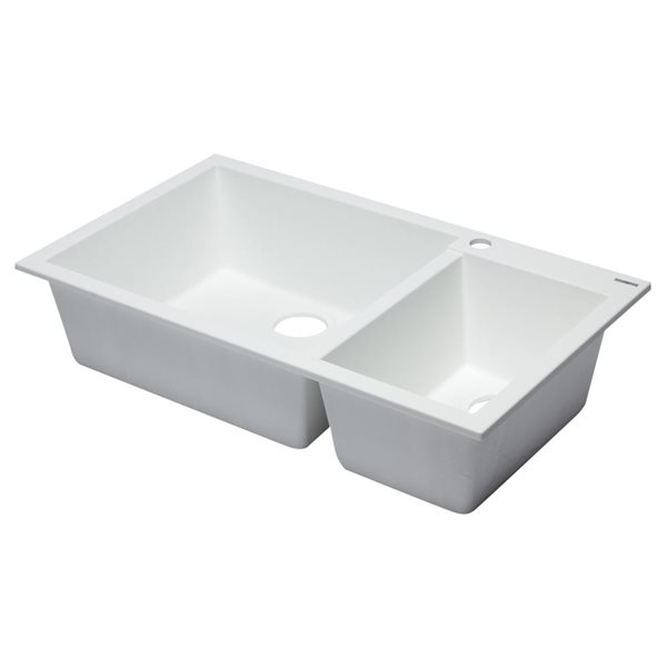 ALFI brand 33.88-in x 19.75-in White Double Bowl Drop-in Granite Composite Kitchen Sink