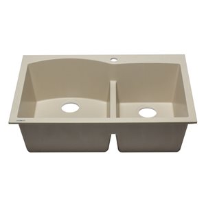 ALFI Brand 33-in x 22-in Bisquit Double Bowl Drop-in Granite Composite Kitchen Sink