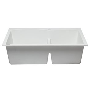 ALFI Brand 33-in x 22-in White Double Bowl Drop-in Granite Composite Kitchen Sink