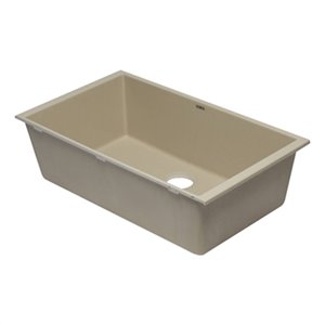 ALFI Brand 33-in x 19.38-in Off White Single Bowl Undermount Granite Composite Kitchen Sink