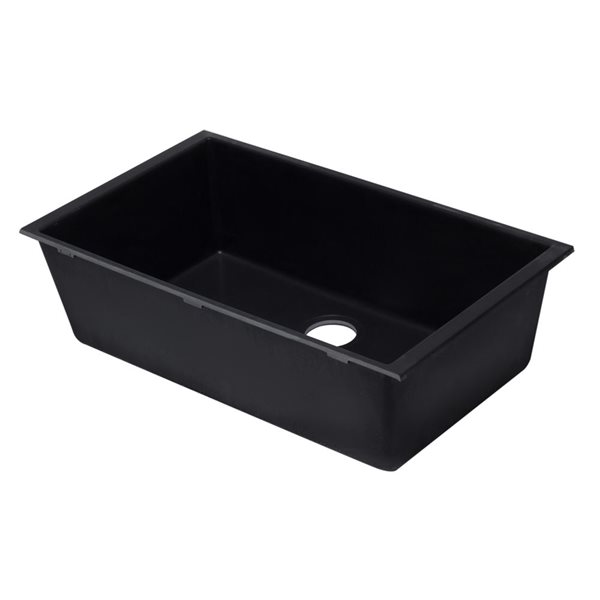 ALFI brand 33-in x 19.38-in Black Single Bowl Undermount Granite Composite Kitchen Sink
