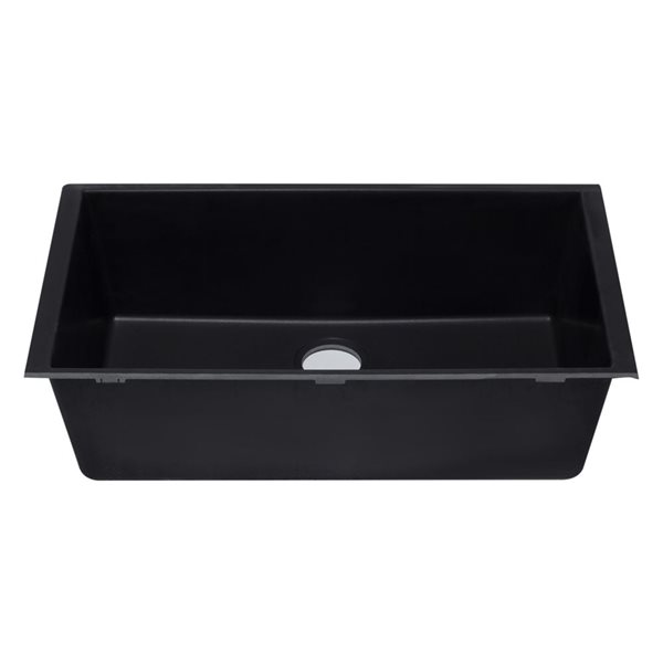 ALFI brand 33-in x 19.38-in Black Single Bowl Undermount Granite Composite Kitchen Sink