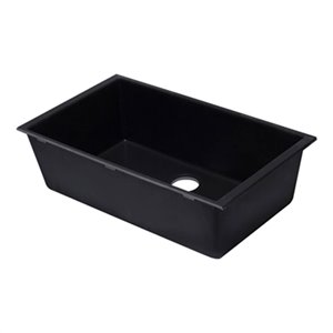 ALFI Brand 33-in x 19.38-in Black Single Bowl Undermount Granite Composite Kitchen Sink