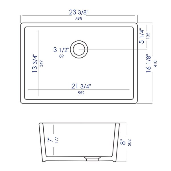 ALFI brand 23.38-in x 16.13-in White Single Bowl Fireclay Undermount Kitchen Sink