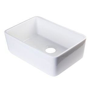 ALFI brand 23.38-in x 16.13-in White Single Bowl Fireclay Undermount Kitchen Sink