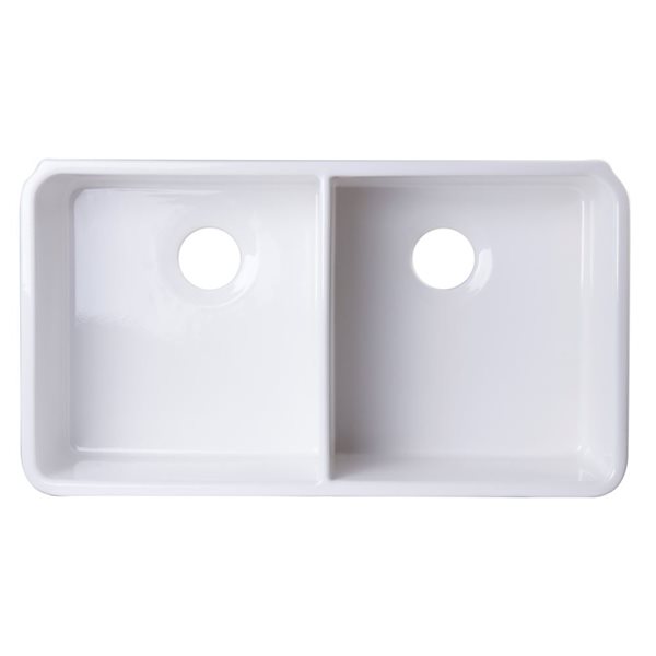 Alfi Brand 32 In X 18 In White Double Bowl Fireclay Undermount Kitchen Sink Ab512um W Rona