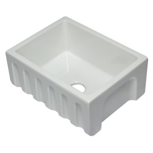 ALFI Brand 24-in x 18.13-in White Reversible Smooth/Fluted Single Bowl Fireclay Farm Sink