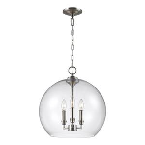 Generation Lighting Lawler 3-Light Satin Nickel Orb Pendant