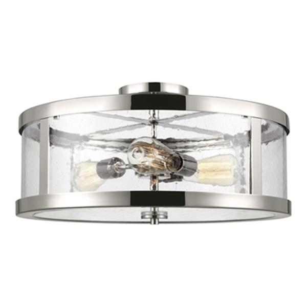 Generation Lighting Harrow 10.12-in x 19.62-in Polished Nickel 3-Light Semi-Flush Mount Light