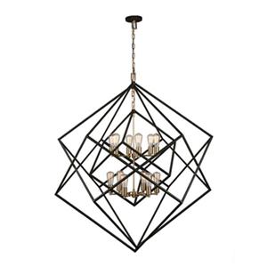 Artcraft Lighting Artistry Matte Black/Satin Brass 12-Light Chandelier