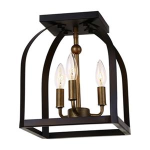 Artcraft Lighting Worthington 12-in x 10-in Bronze and Gold 3-Light Flush Mount Light