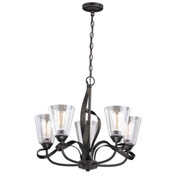 Cascadia Cinta 5-Light Bronze Chandelier Clear Glass